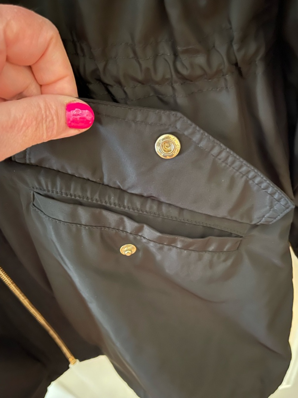 Michael Kors Black Hooded Anorak Rain Jacket Size Large - Picture 10 of 12